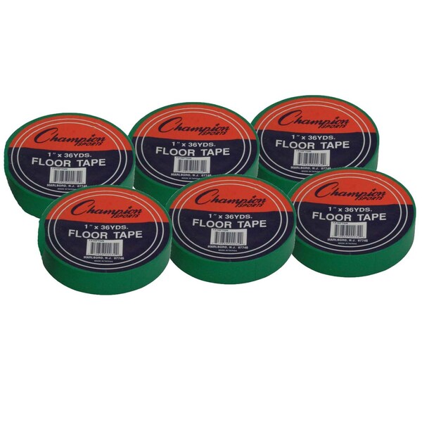 Floor Marking Tape, 1in X 36 yd, Green, PK6